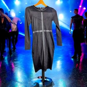 KK Kardashian sz XS Chic Black Long Sleeve Dress Tone On Tone